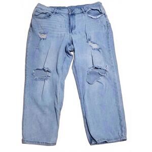 Maurices Light Wash Distressed Relaxed Loose Jeans Plus Size 22W